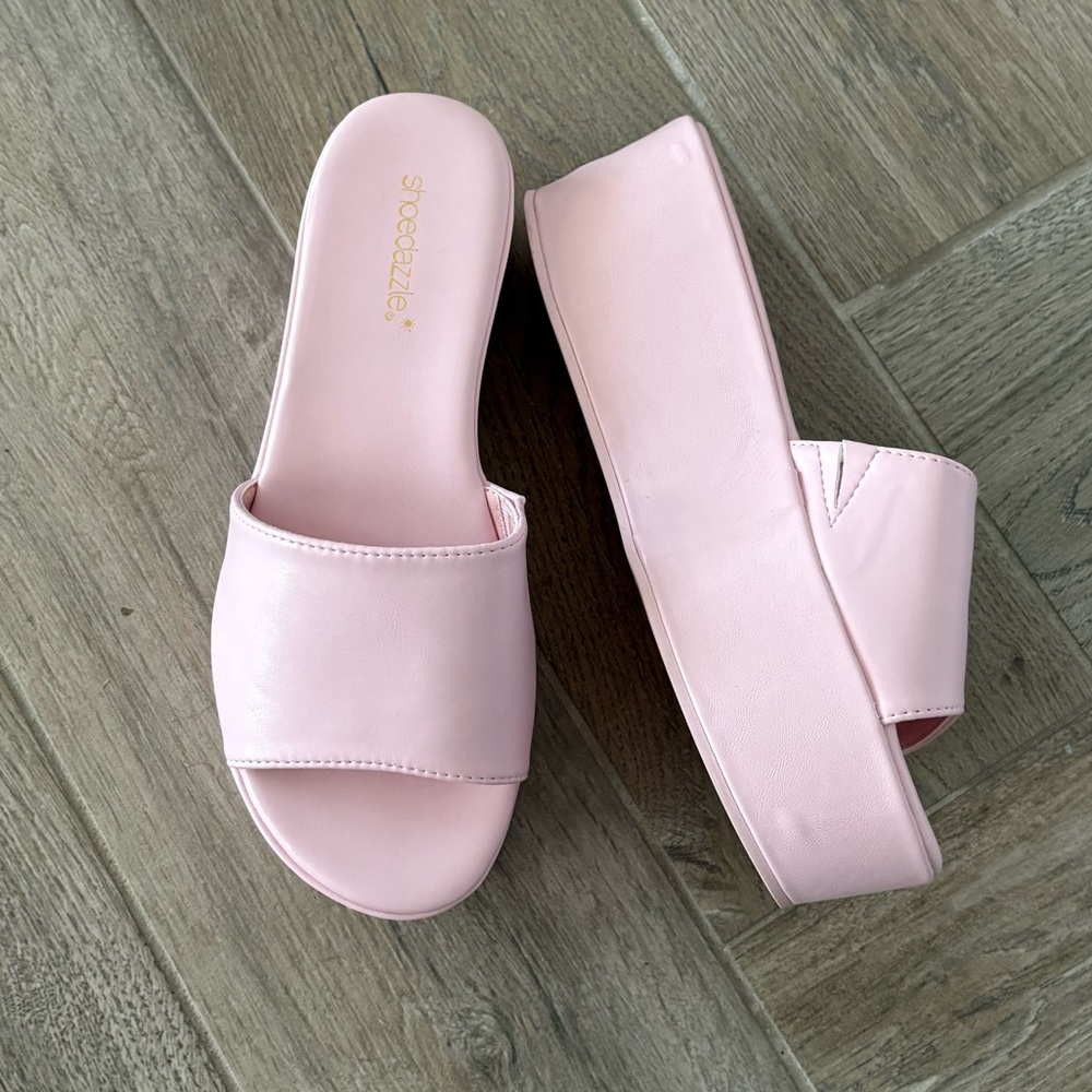 Pastel Pink platform slides